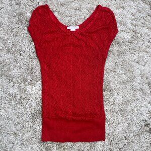 Charlotte Russe Vintage Crochet Sweater Women S Red Valentines Day Boho Retro